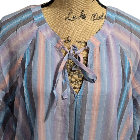 Lane Bryant Purple Striped Peasant Boho Blouse Plus Size 18 2X - Picture 5 of 8